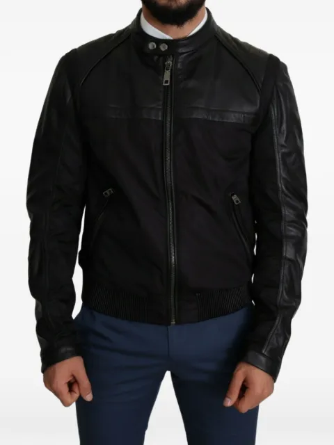 Dolce & Gabbana veste bomber à détails en cuir