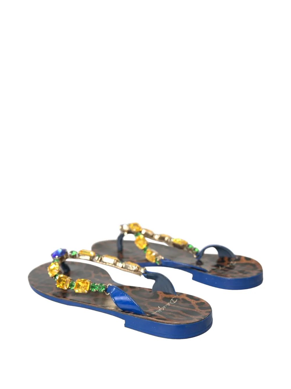 Dolce & Gabbana Sandalen verfraaid met edelsteen en luipaardprint Blauw