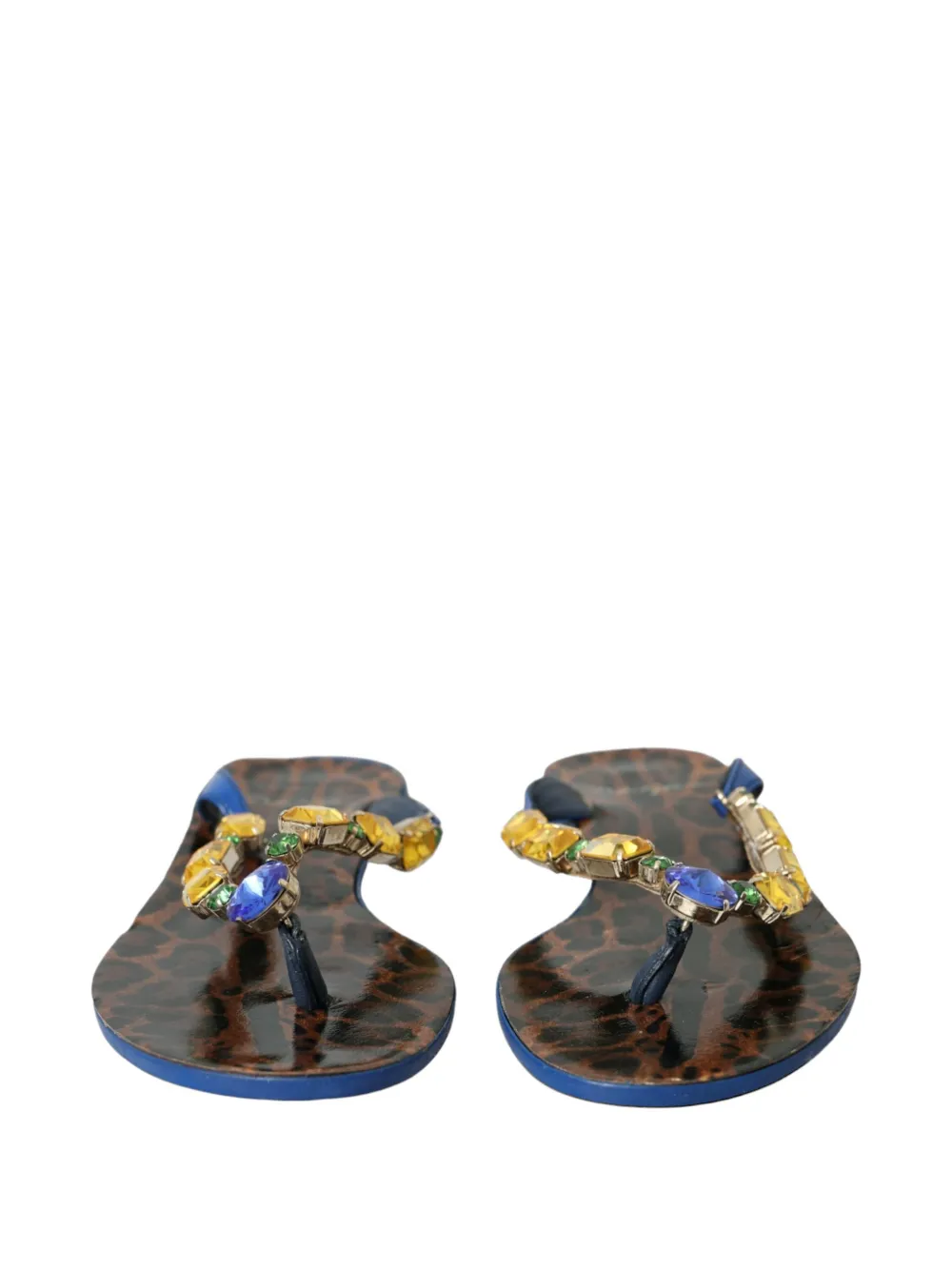 Dolce & Gabbana Sandalen verfraaid met edelsteen en luipaardprint Blauw