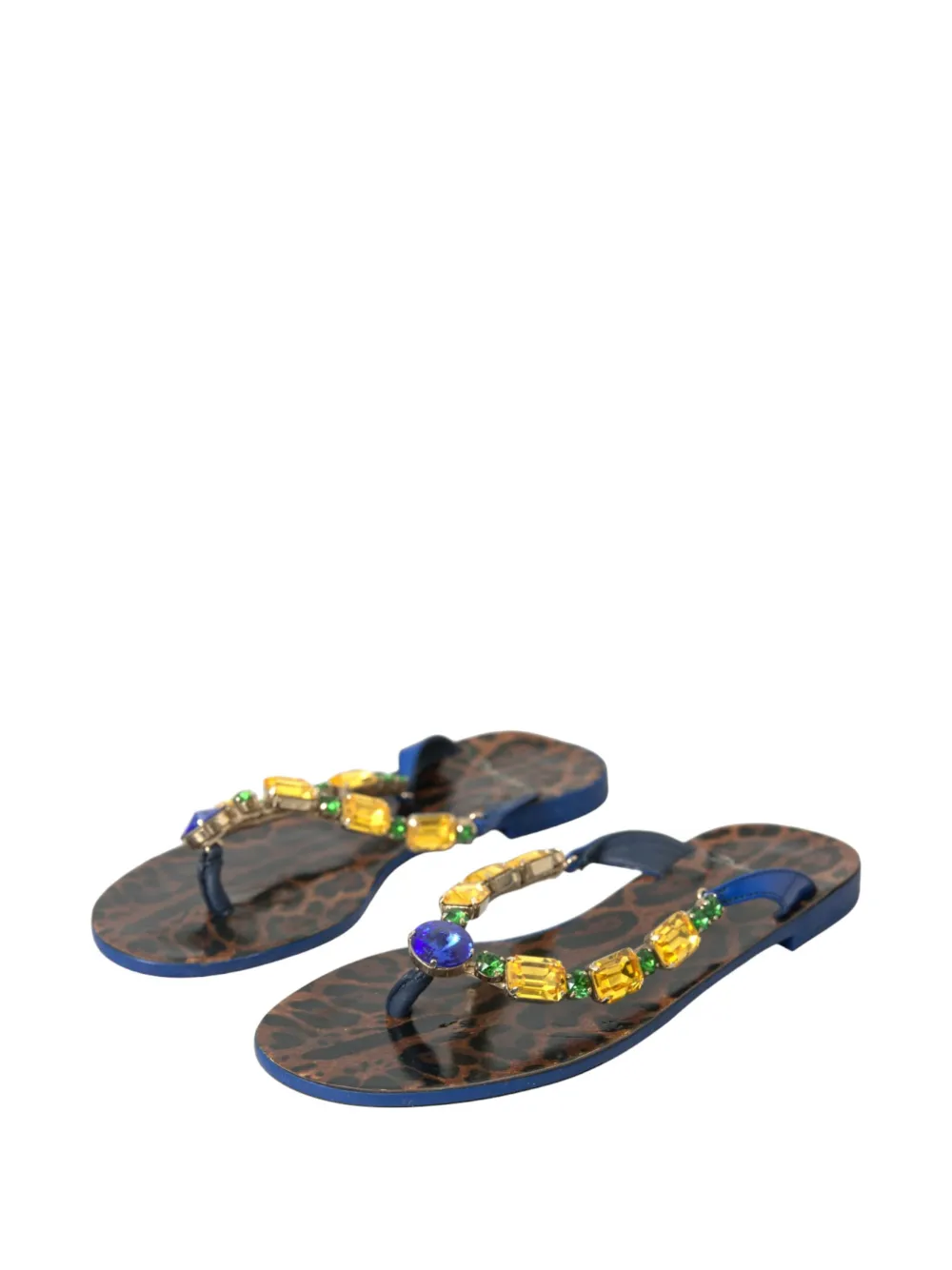 Dolce & Gabbana Sandalen verfraaid met edelsteen en luipaardprint Blauw
