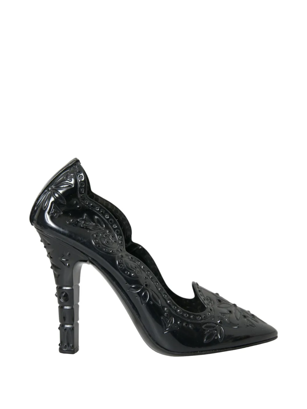 Dolce & Gabbana Floral-cutout Patent-leather Pumps In Black