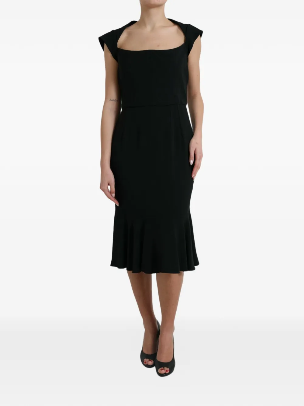 Dolce & Gabbana Abito midi con scollo quadrato - Nero