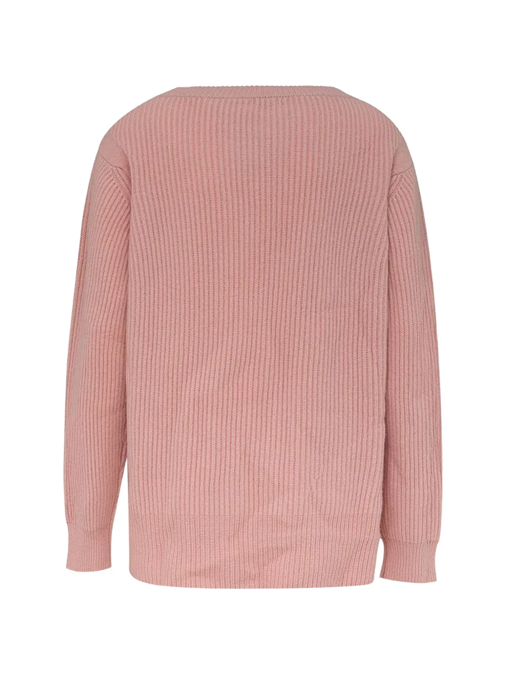 Malo Ribgebreide trui met kabeldetail Roze