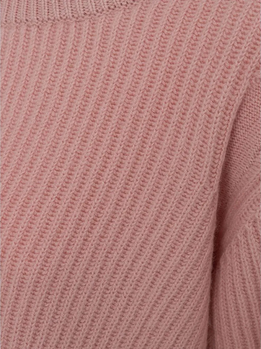 Malo Ribgebreide trui met kabeldetail Roze