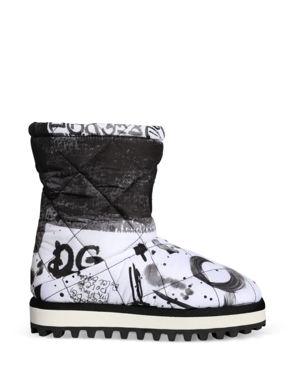 Dolce & Gabbana quilted graffiti-print boots - Bianco