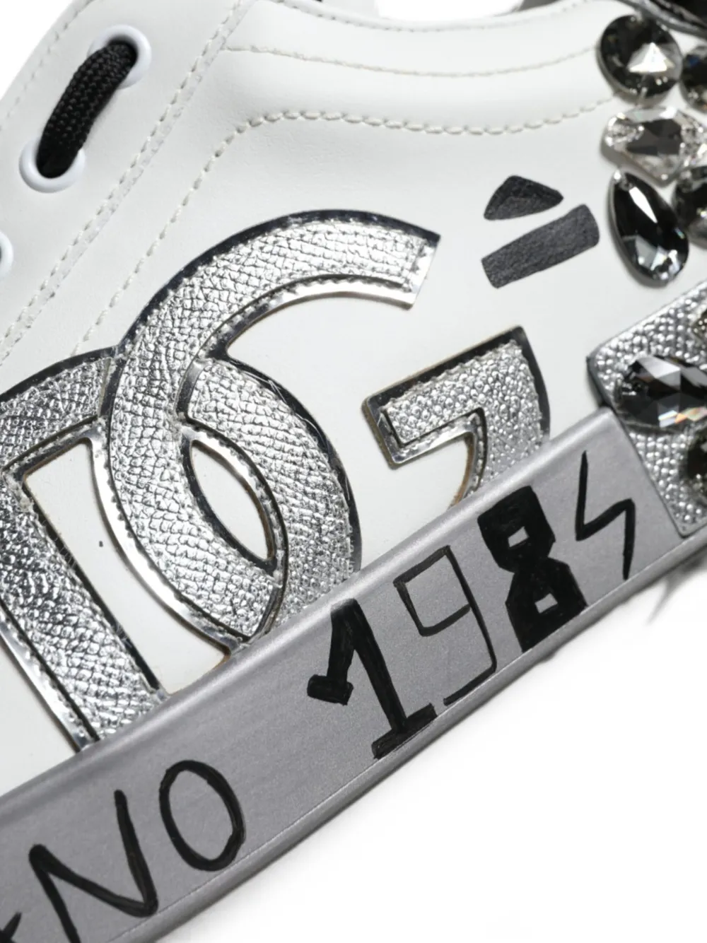 Dolce & Gabbana Portofino sneakers verfraaid met kristallen Wit