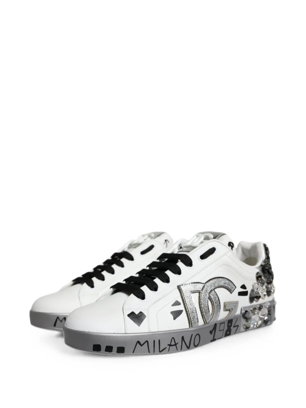 Dolce & Gabbana Portofino sneakers verfraaid met kristallen Wit