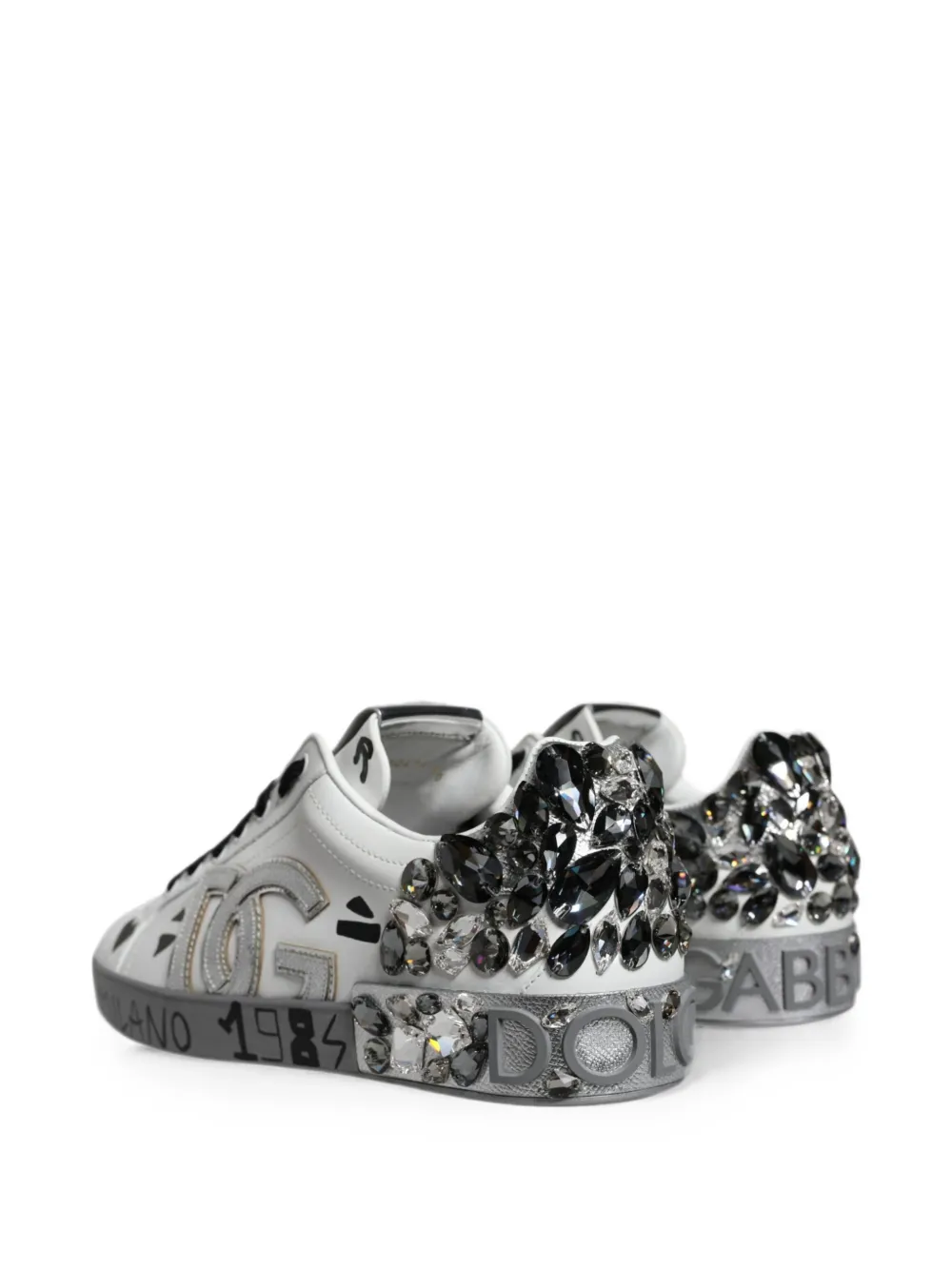 Dolce & Gabbana Portofino sneakers verfraaid met kristallen Wit