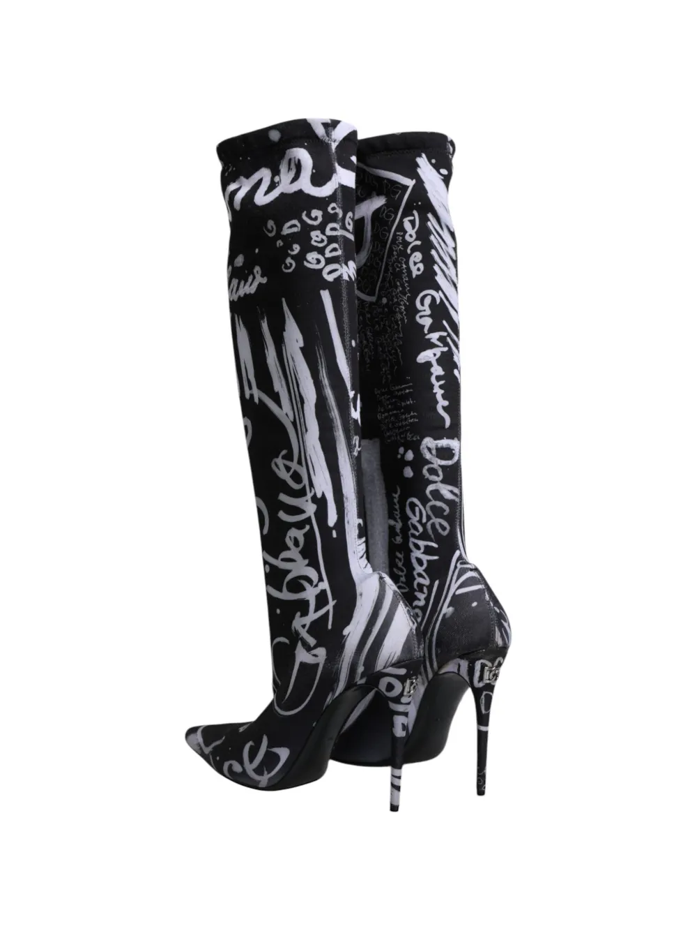 Dolce & Gabbana Graphic-print Pointed-toe Boots In Multi