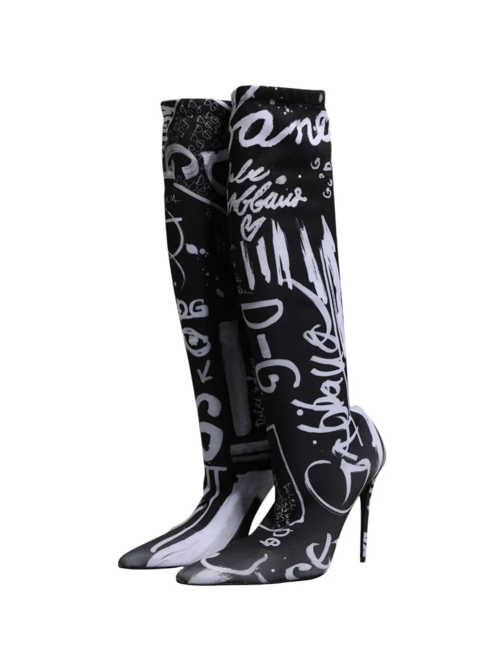 Dolce & Gabbana Graphic-print Pointed-toe Boots In Multi
