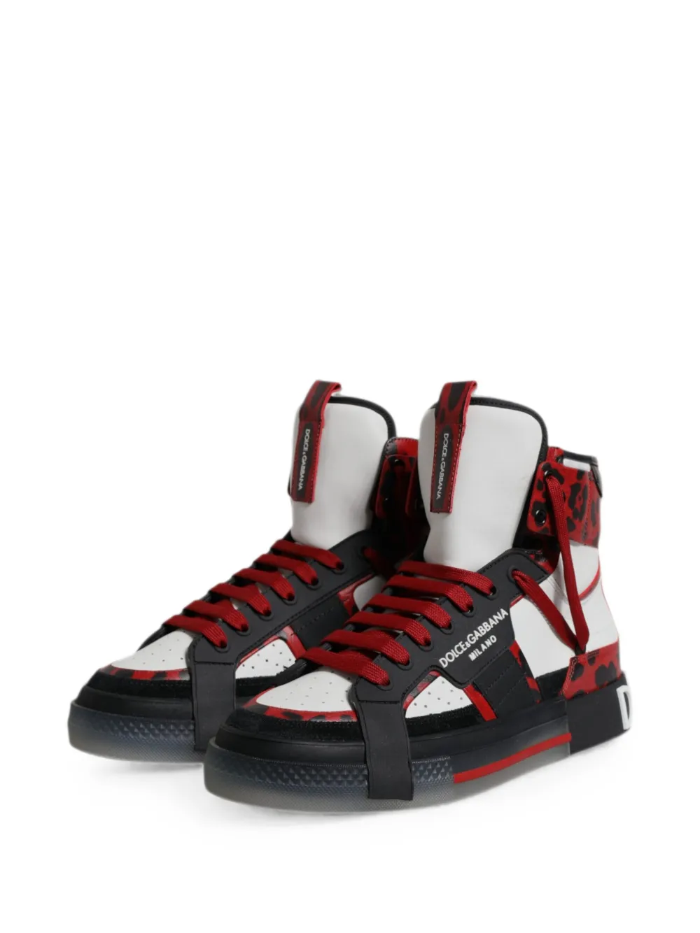 Dolce & Gabbana Portofino high-top sneakers met luipaardprint Rood