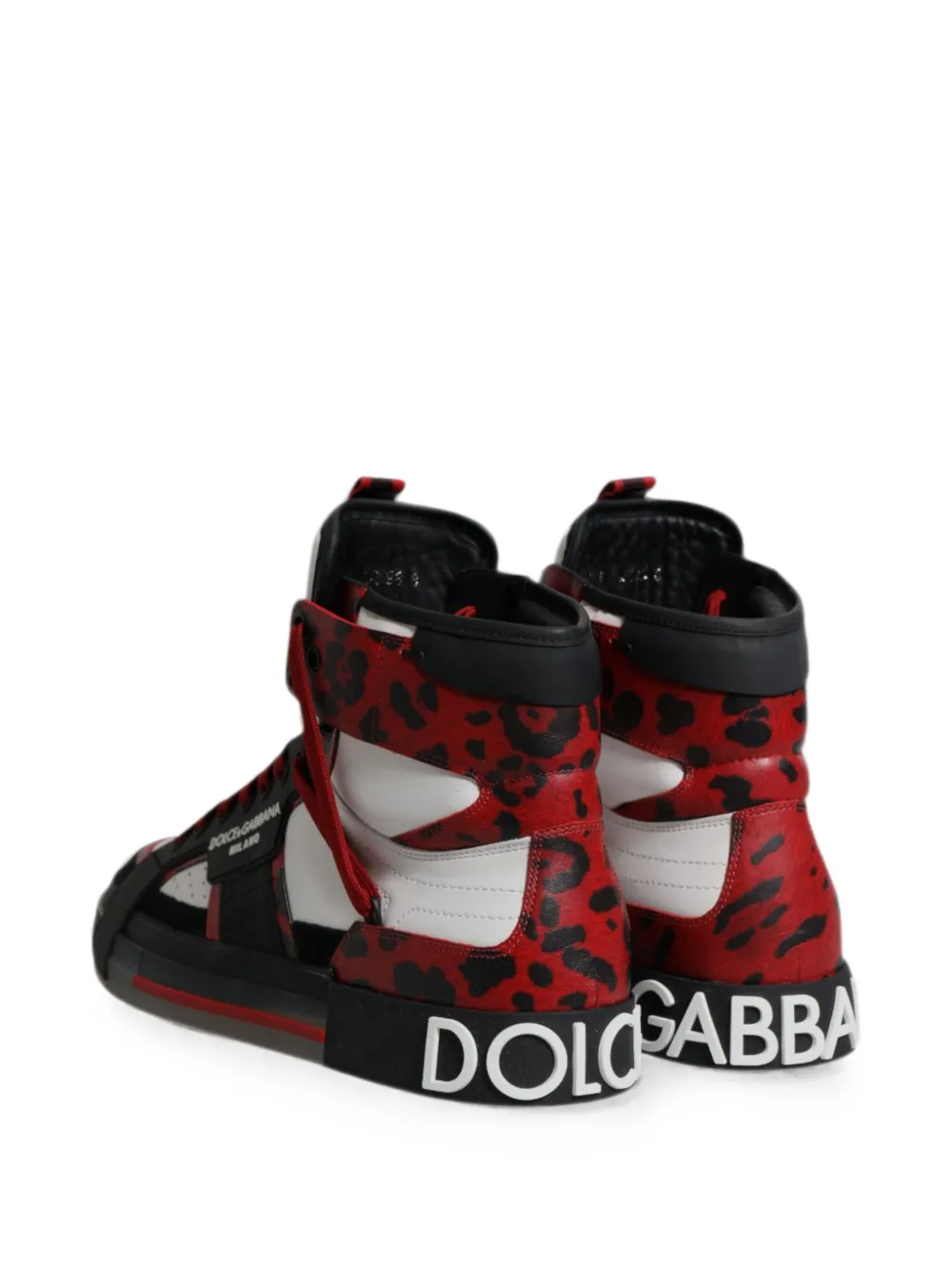 Dolce & Gabbana Portofino high-top sneakers met luipaardprint Rood