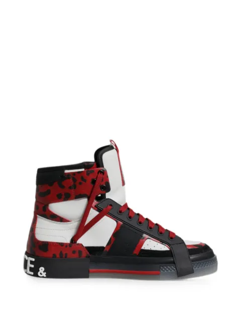 Dolce & Gabbana Portofino leopard-print high-top sneakers