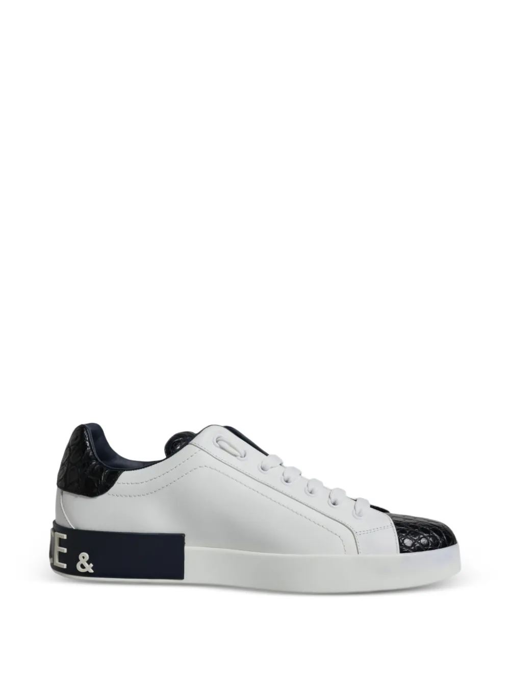 Dolce & Gabbana Portofino crocodile-effect leather sneakers - Bianco