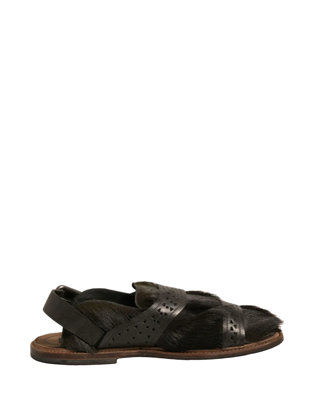 Dolce & Gabbana haircalf perforated-strap sandals - Marrone