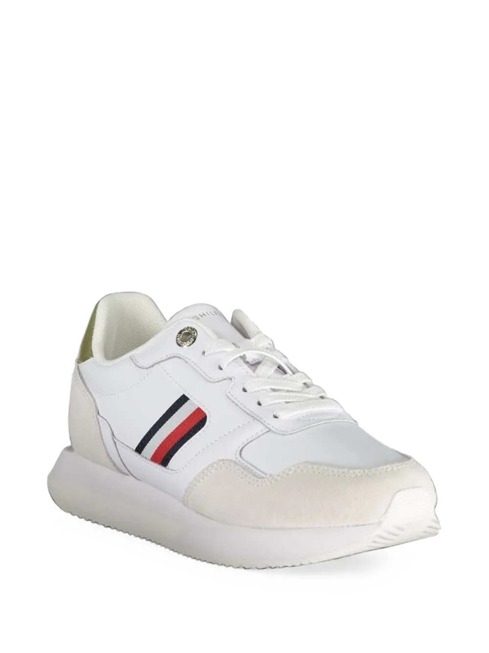 Tommy Hilfiger leather suede-panel sneakers Wit
