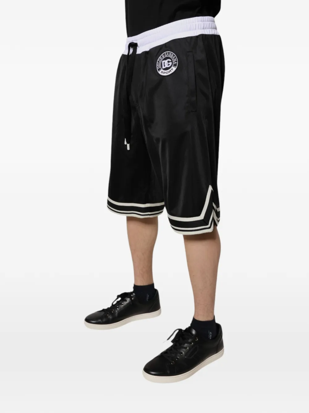 Dolce & Gabbana DG Sport shorts met logopatch en gestreepte afwerking Zwart