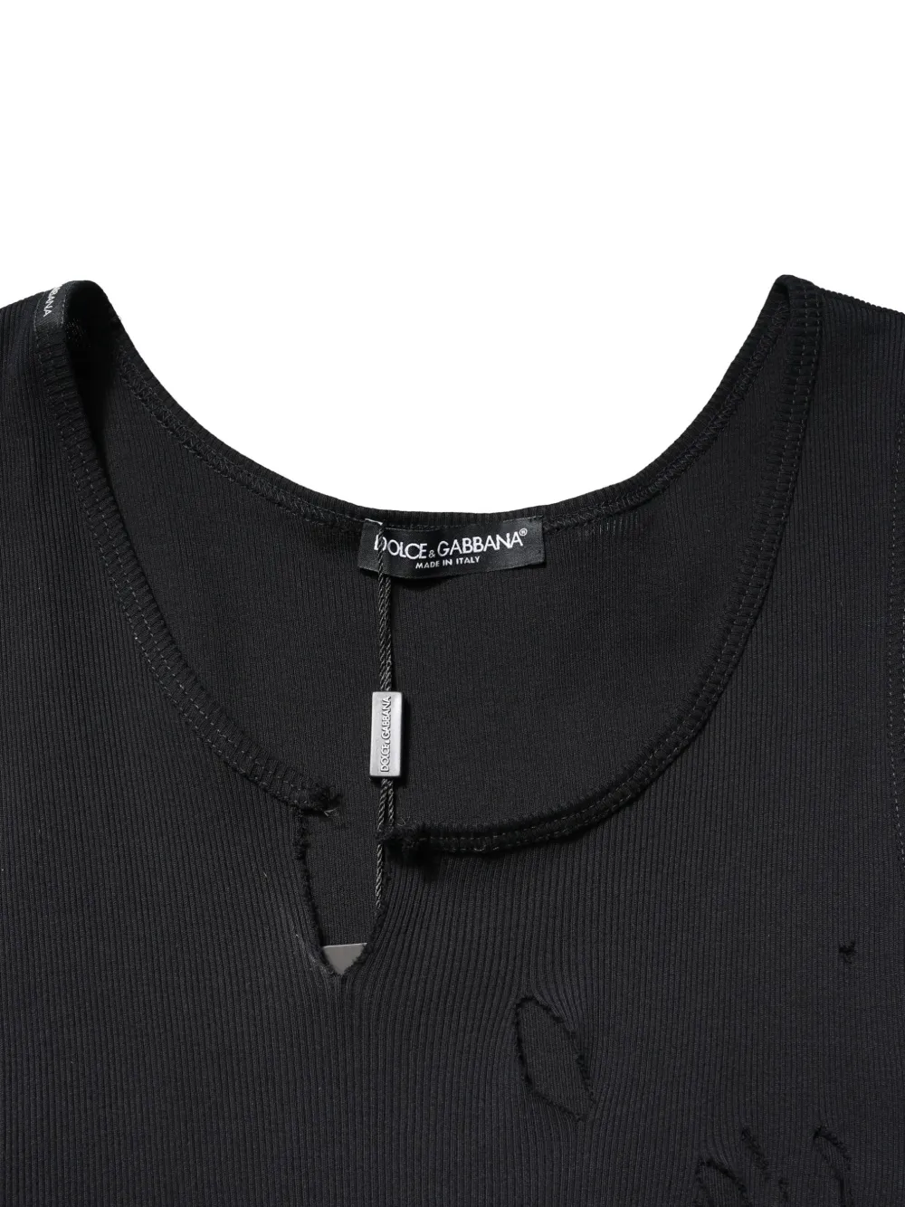 Dolce & Gabbana Gerafelde ribgebreide tanktop Zwart