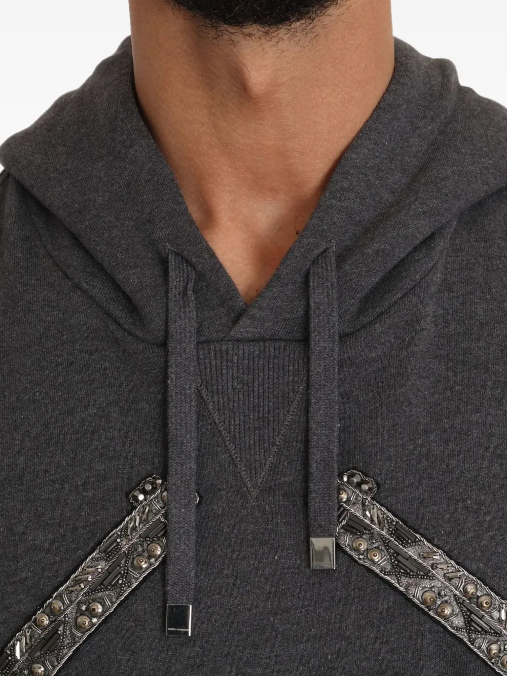Dolce & Gabbana Hoodie met borduurwerk en kralen Grijs