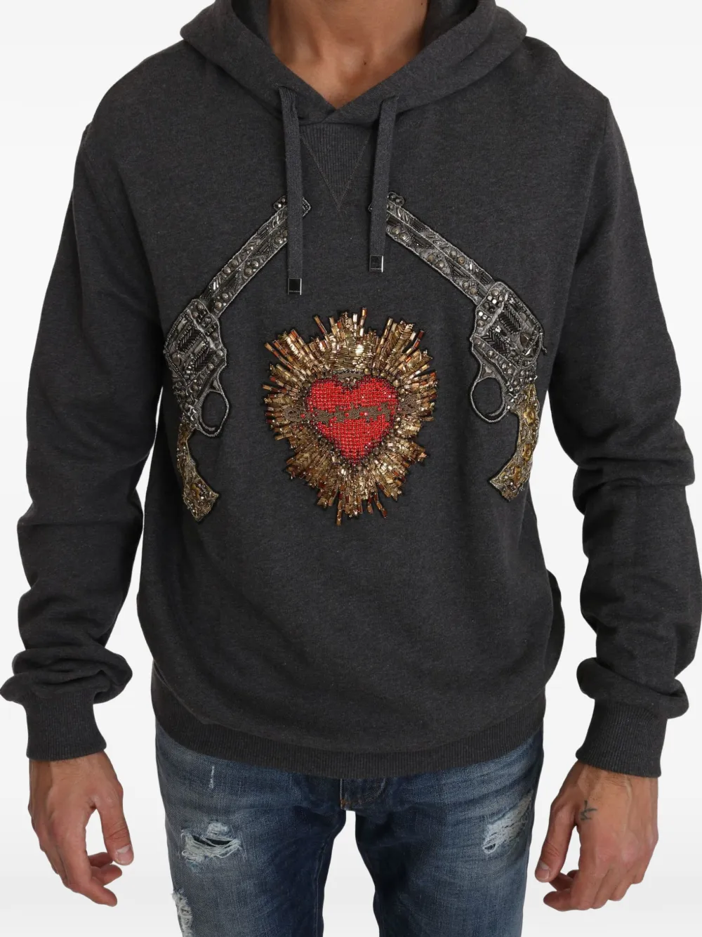 Dolce & Gabbana bead-embroidered hoodie - Grau