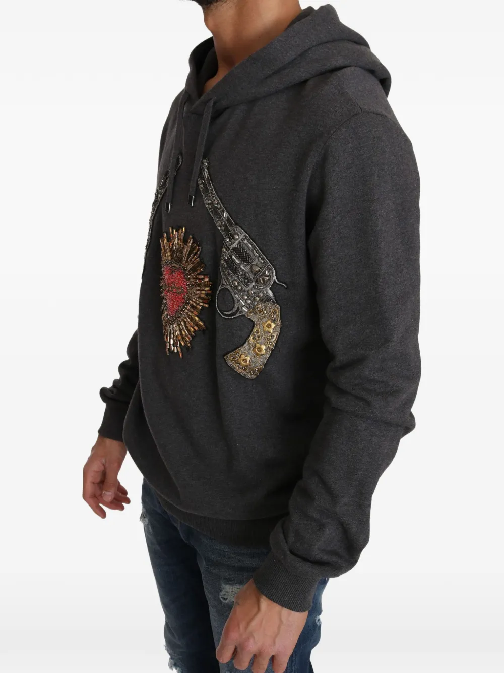 Dolce & Gabbana Hoodie met borduurwerk en kralen Grijs