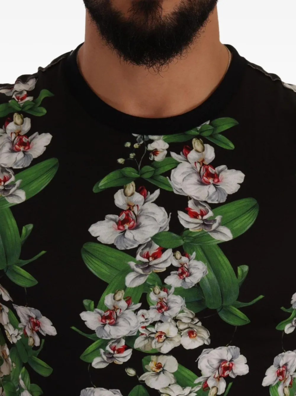 Dolce & Gabbana T-shirt met orchidee-print Zwart