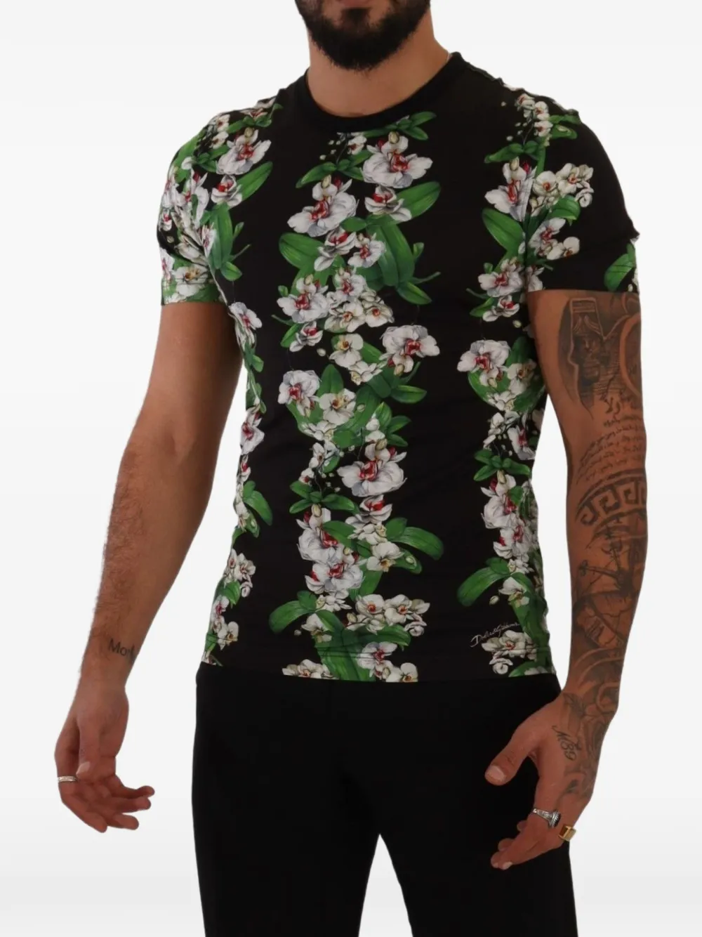 Dolce & Gabbana T-shirt met orchidee-print Zwart