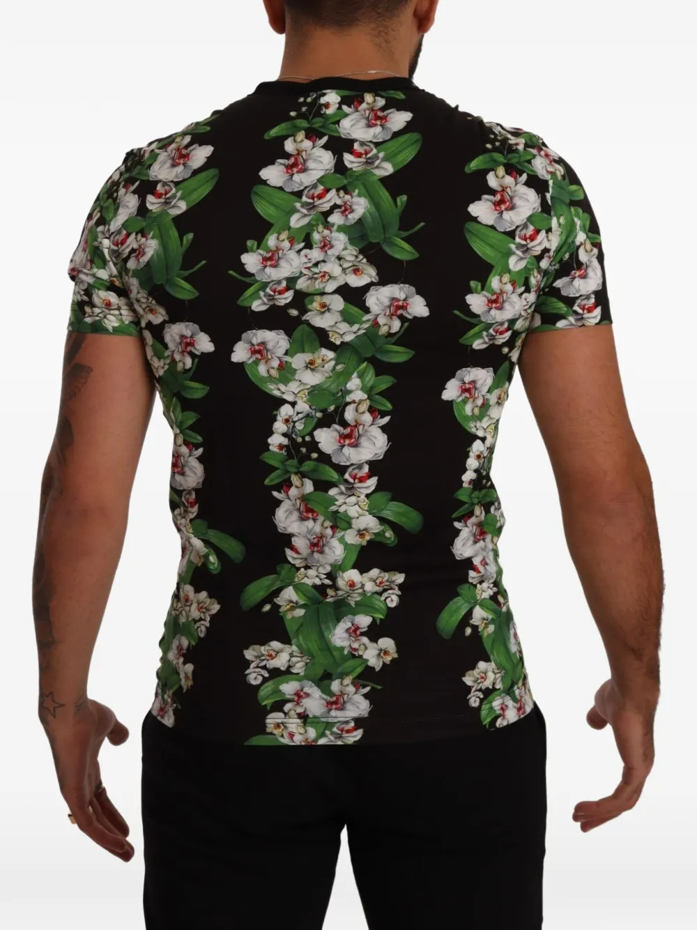 Dolce & Gabbana T-shirt met orchidee-print Zwart
