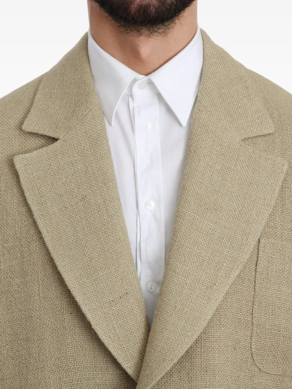 Dolce & Gabbana Linnen blazer met gekerfde revers Beige