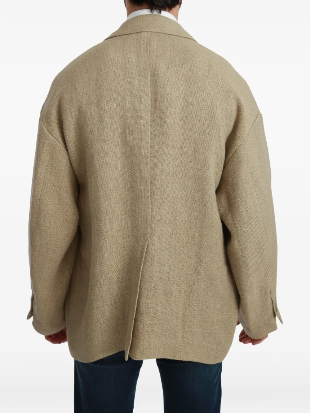 Dolce & Gabbana Linnen blazer met gekerfde revers Beige