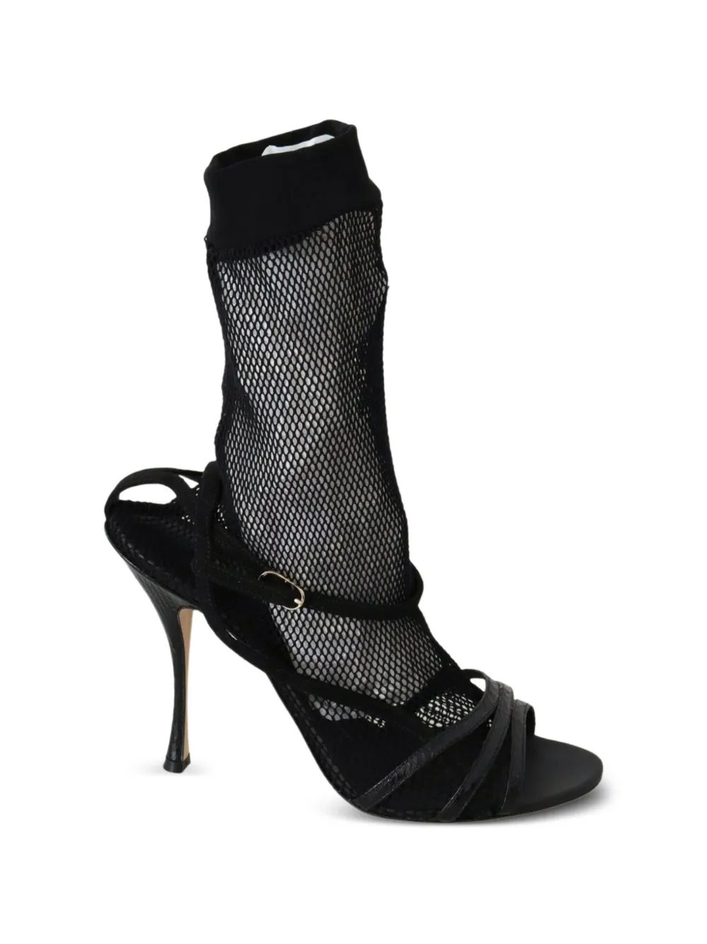 Dolce & Gabbana mesh-overlay buckle-fastening heeled sandals - Noir