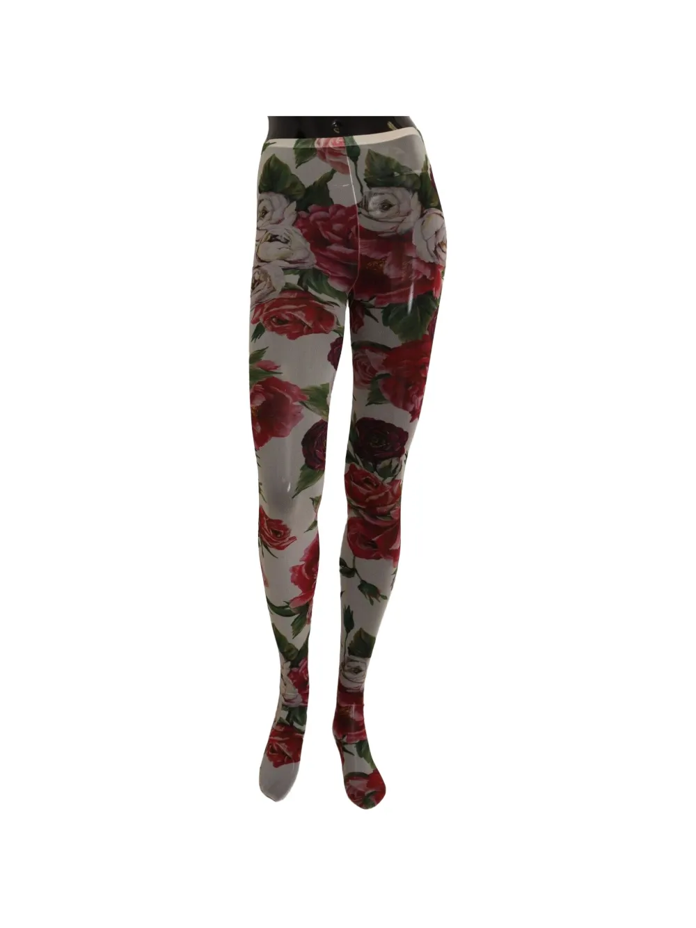 Dolce & Gabbana floral-print sheer tights - Weiß