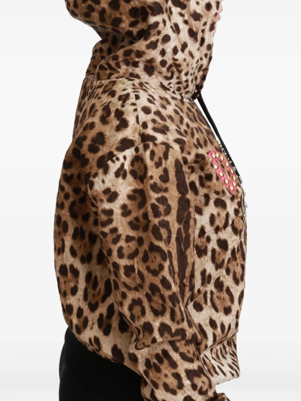Dolce & Gabbana Hoodie met luipaard-print en studs Bruin