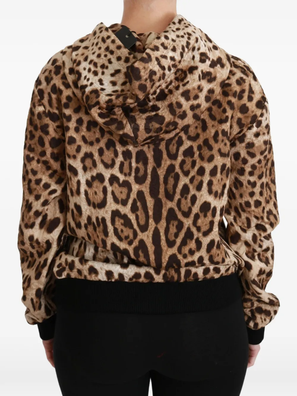 Dolce & Gabbana Hoodie met luipaard-print en studs Bruin