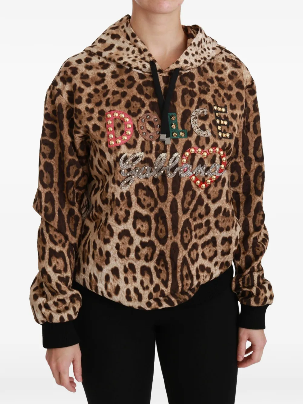 Dolce & Gabbana Hoodie mit Leoparden-Print - Braun