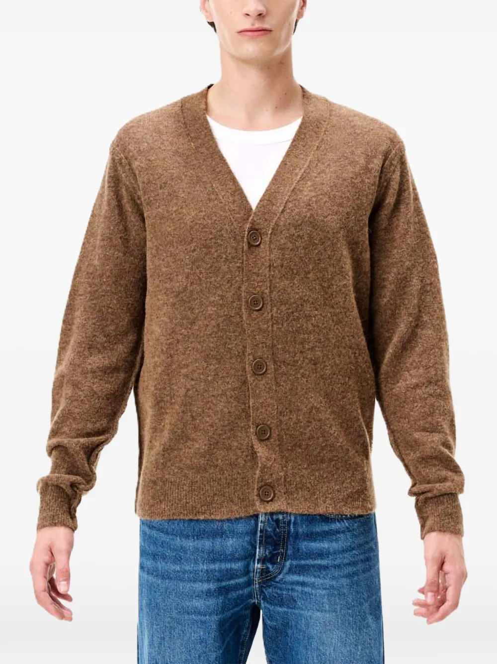 Cycle Button-up V-neck Cardigan In Brown