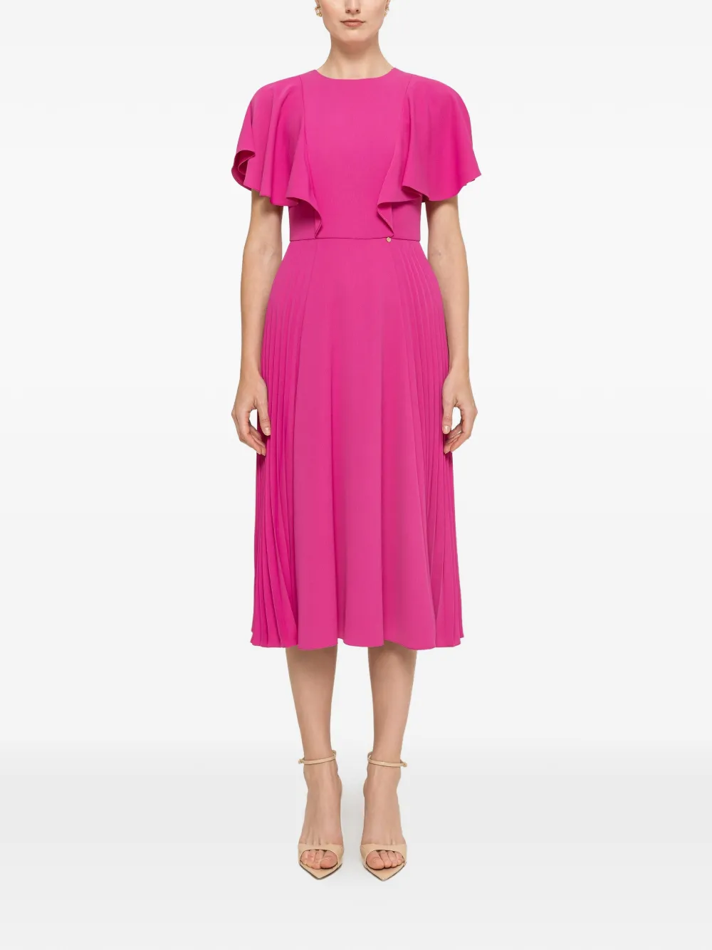 NISSA ruffled pleated midi dress - Rosa