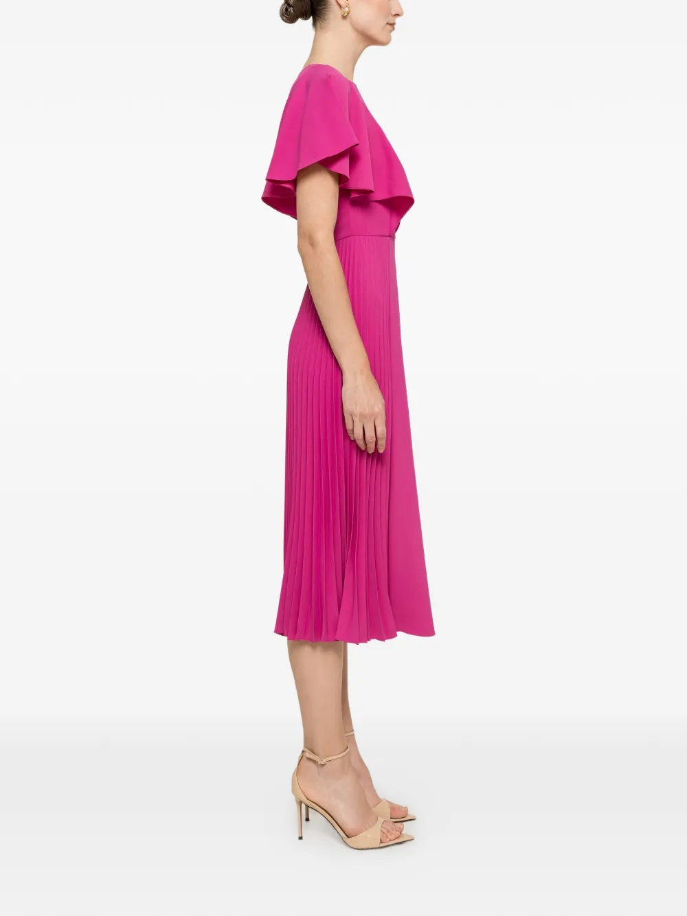 NISSA Geplooide midi-jurk met ruches Roze