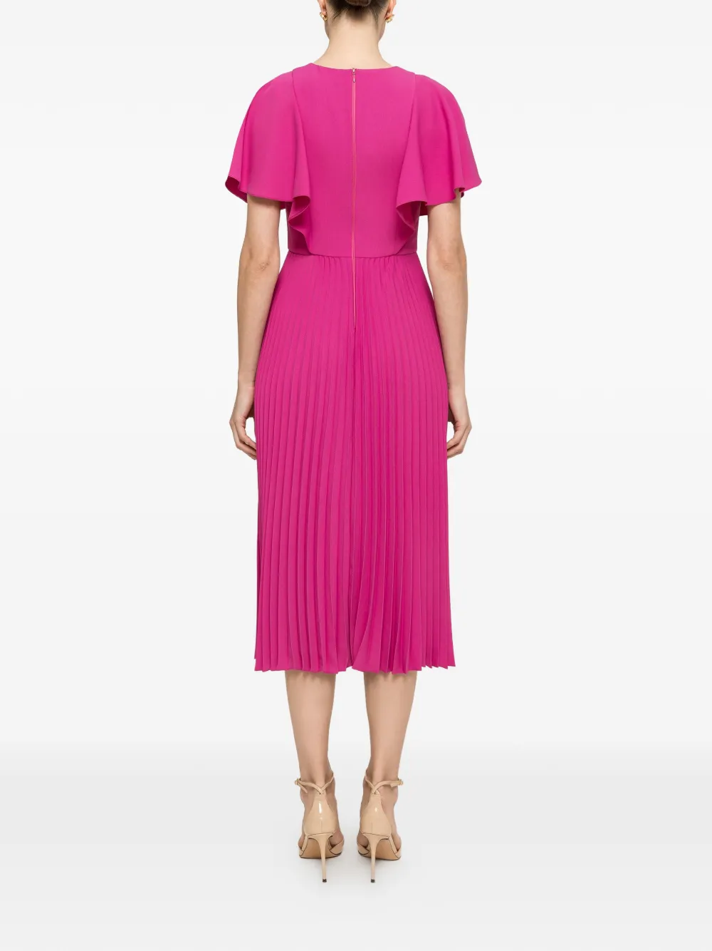 NISSA Geplooide midi-jurk met ruches Roze