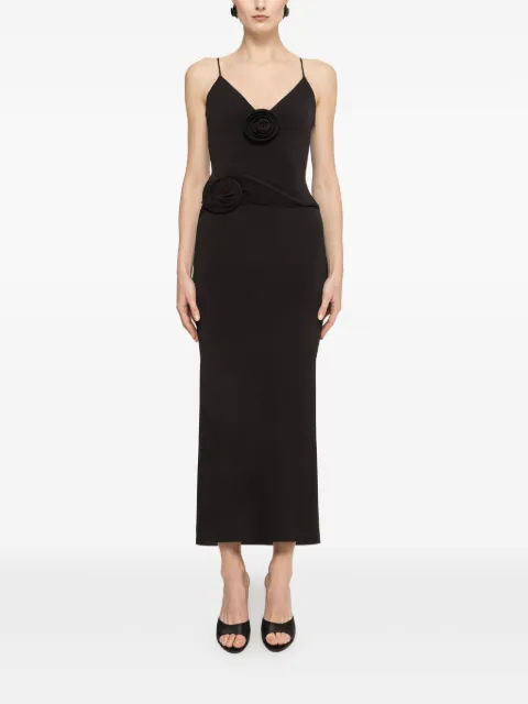 NISSA floral-appliqué spaghetti-strap midi dress
