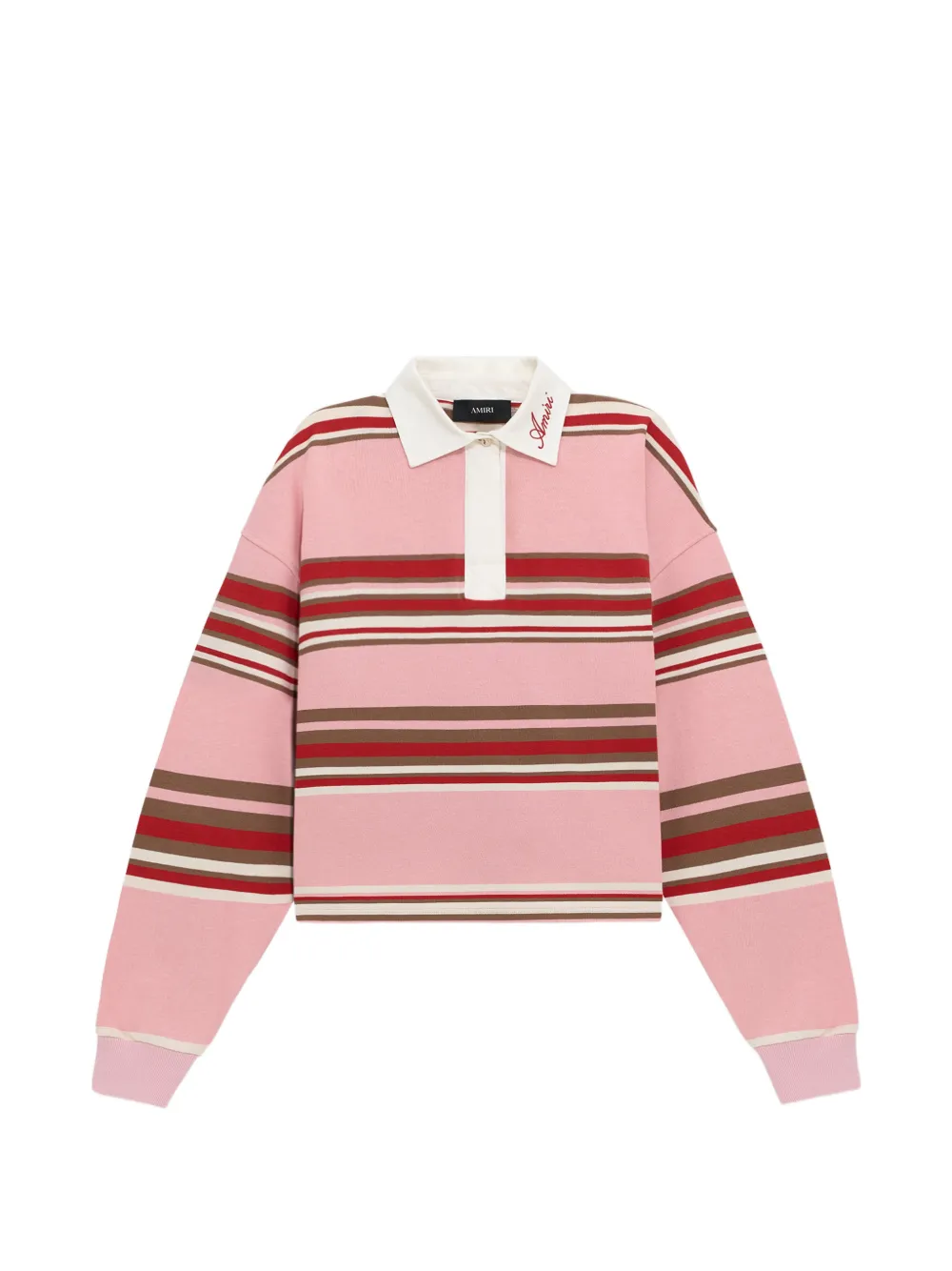 AMIRI Gestreiftes Oversized-Langarmpoloshirt - Rosa