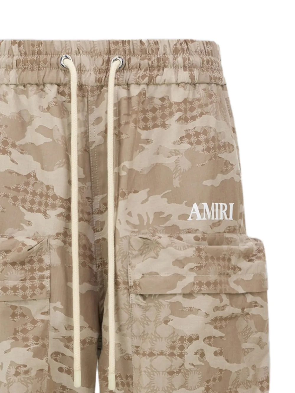 AMIRI Cargo broek met trekkoord en camouflageprint Beige