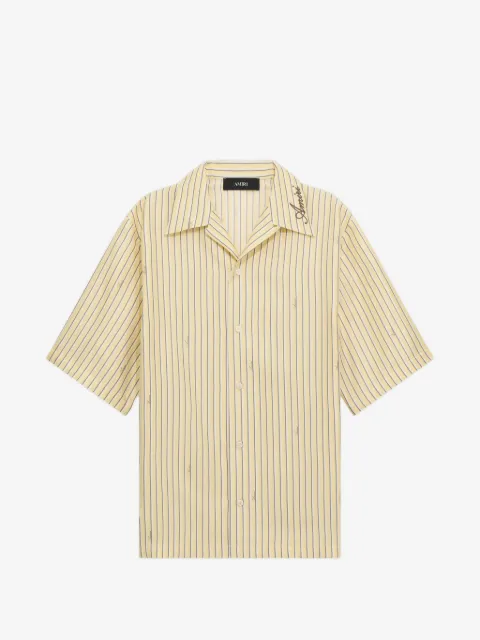 AMIRI Script striped bowling shirt