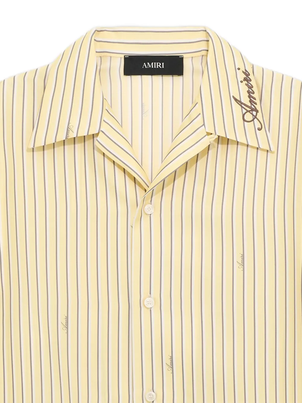 AMIRI Script gestreept bowlingshirt Geel