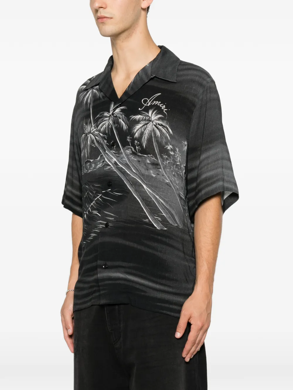 AMIRI Overhemd met palmboomprint Zwart