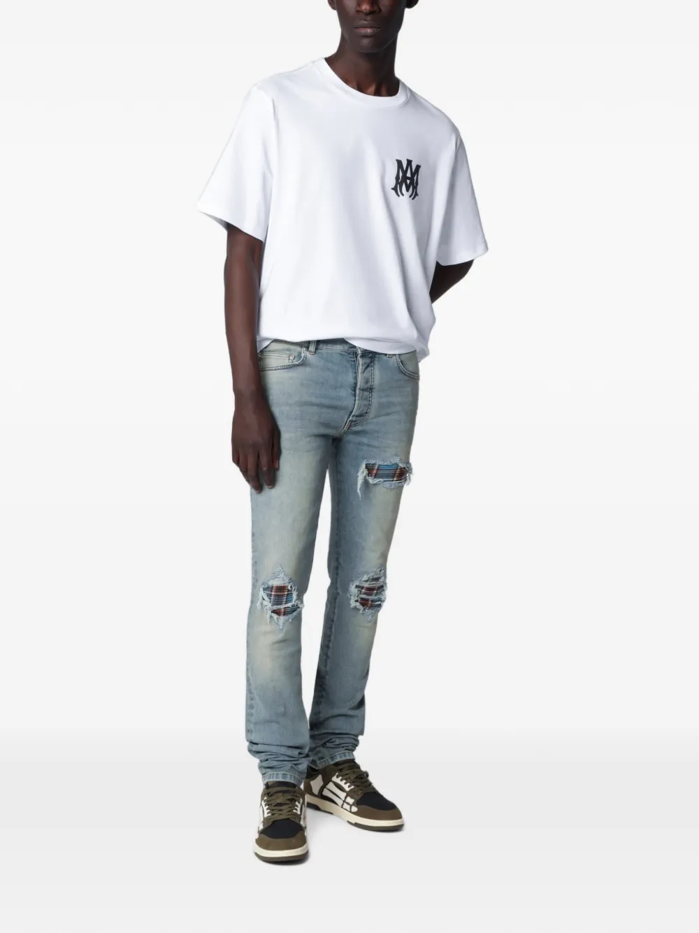 AMIRI Flannel MX1 skinny jeans Grijs
