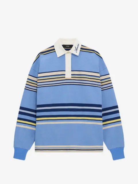 AMIRI striped oversized long-sleeve polo