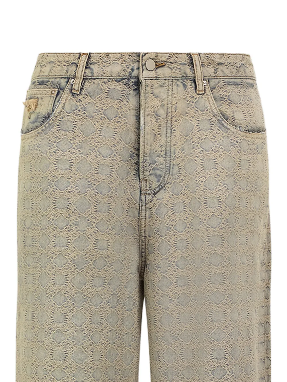 AMIRI MA Quad baggy jeans met jacquard Beige