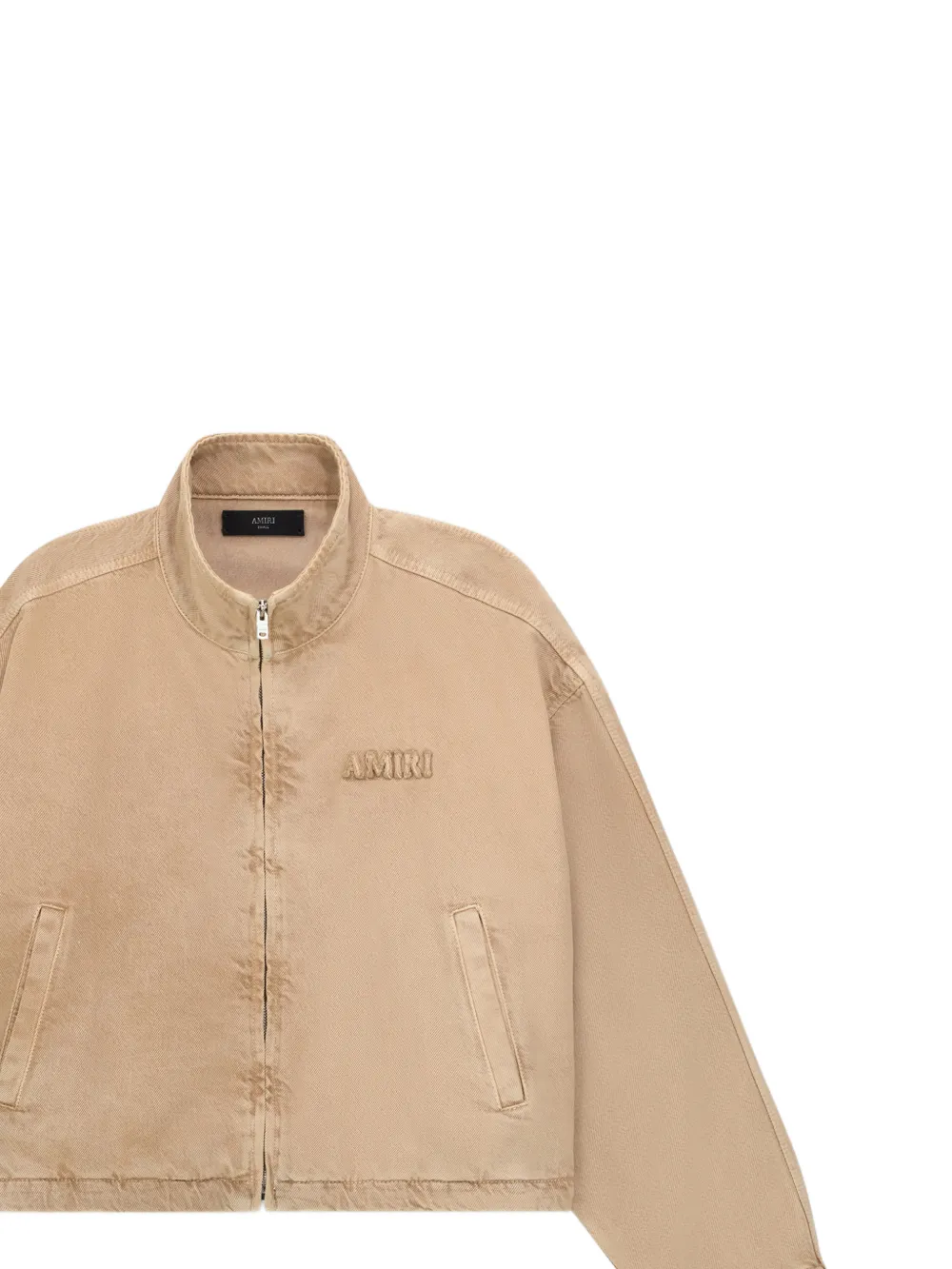 AMIRI Spijkerjack met geborduurd logo Beige