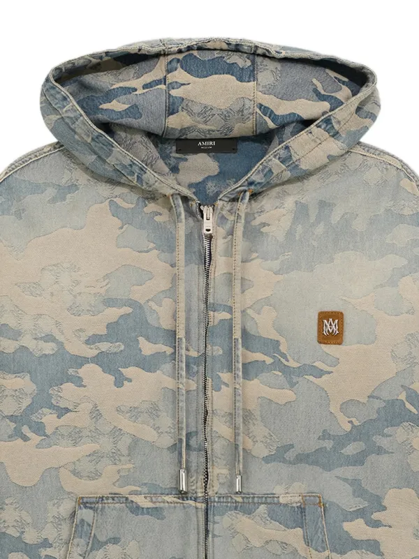 AMIRI Jacquard Denim Zip Hoodie | Blue | FARFETCH